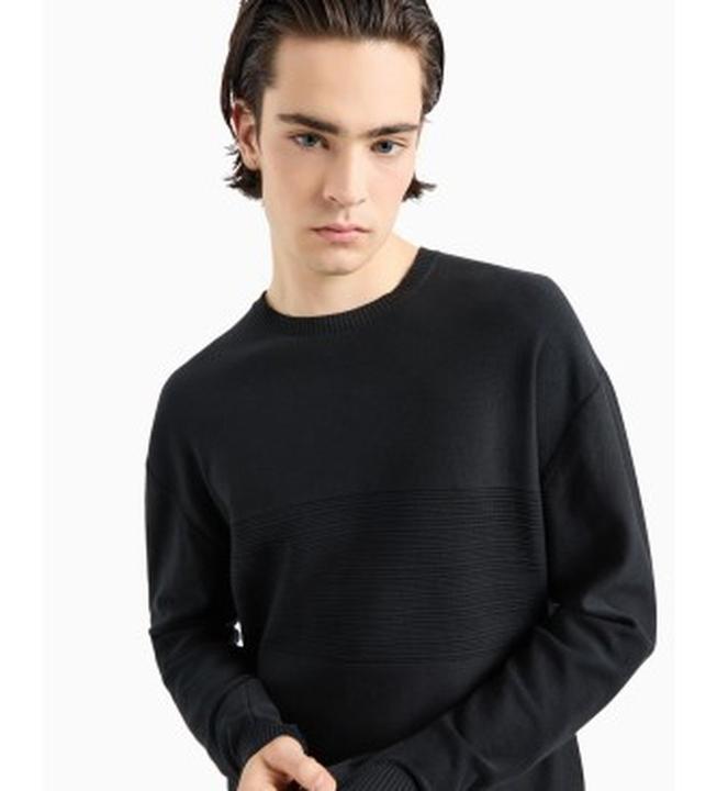 Actual product image Armani Exchange Comber Cotton Horizontal Stripe Pullover Sweater (XL)