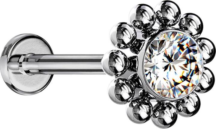 Immagine prodotto Star Piercing Micro Labret senza fili argento Pallina fiore di cristallo argento (senza ottone, Titanio)