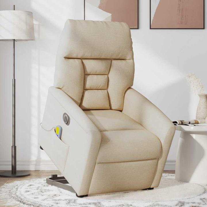 Actual product image vidaXL Electric massage chair with stand-up aid cream fabric