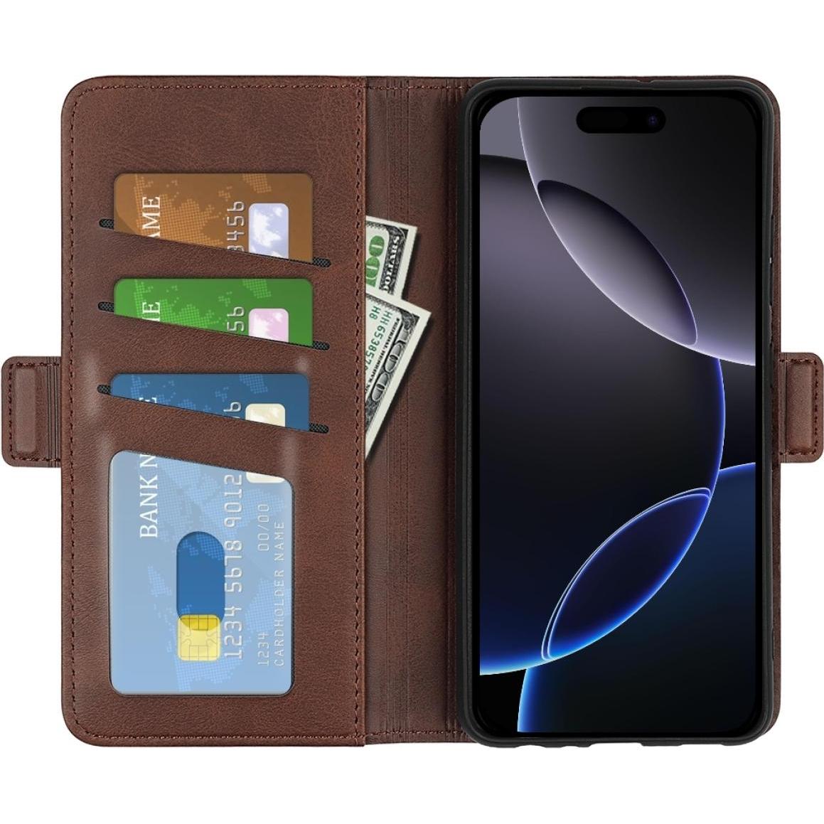 Screenguard CardLounge Apple iPhone 16 Pro Leder Hülle (Apple iPhone 16 Pro), Smartphone Hülle, Braun
