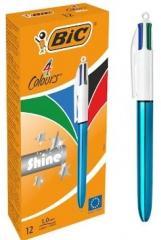 Immagine prodotto Bic Penna Shine Bianco Argento (12 pezzi) (Verde, Blu, Nero, Rosso, 12 x)