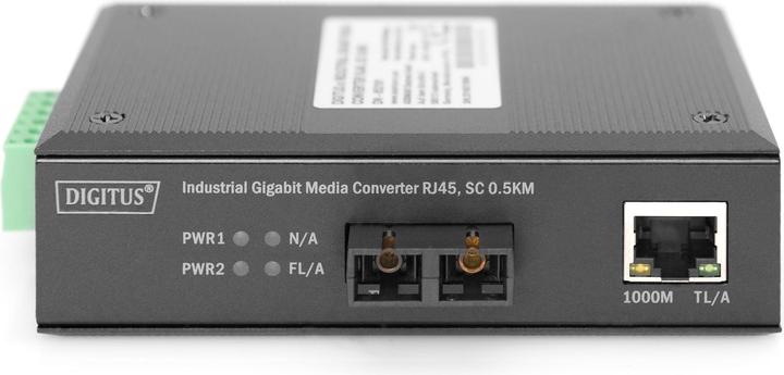 Produktbild Digitus Industriellerl Gigabit Medien Konverter 10/100/1000BaseT zu 1000Base-SX SC 0.5km erweiteter Temp....