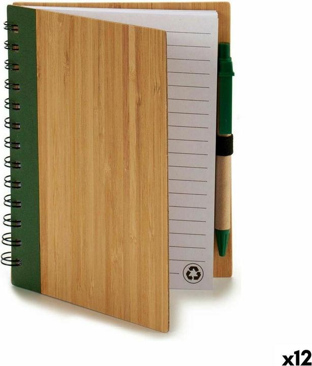 Produktbild Pincello Mini-Ringheft mit Kugelschreiber 14 x 18 cm Bambus (12 Stück) (14 x 18 cm)