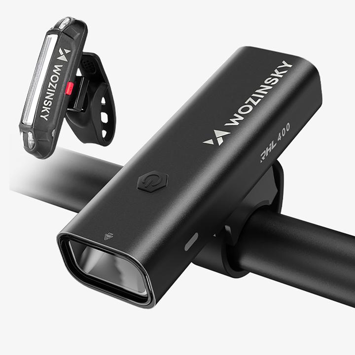 Productafbeelding Wozinsky WSBLB2 USB-C Fahrradlicht-Set vorne (400 lm) und hinten, Schwarz (400 lm, 100 lm)