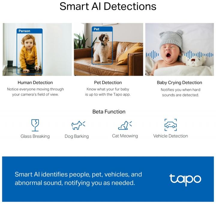 Image du produit TP-Link Tapo C220 4MP Caméra WLAN 360° MicroSD (2560 x 1440 Pixels)