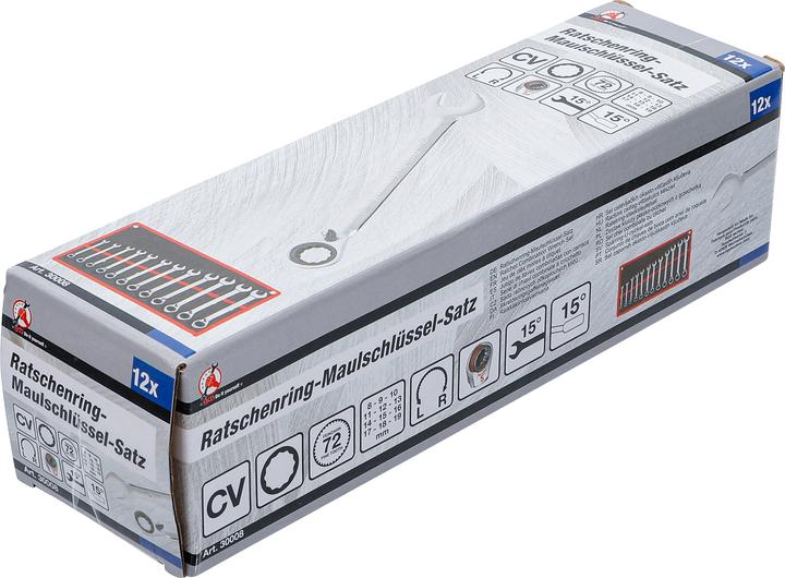 Immagine prodotto BGS Set di chiavi ad anello a cricchetto (19 mm, 12 mm, 14 mm, 16 mm, 10 mm, 18 mm, 17 mm, 11 mm, 15 mm, 8 mm, 9 mm, 13 mm)