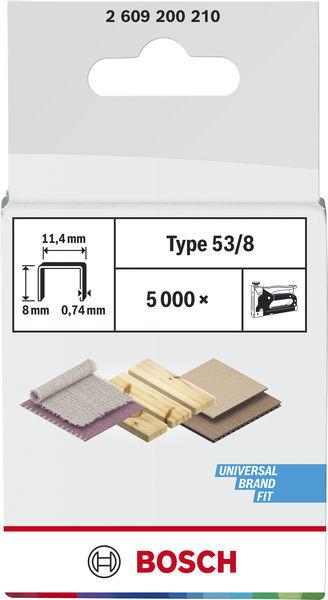 Produktbild Bosch Professional Zubehör Feindrahtklammer Typ 53, 11,4 x 0,74 x 8 mm, 5000er-Pack
