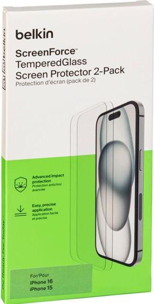 Actual product image Belkin Tempered Glass (2 pcs., Apple iPhone 15, Apple iPhone 16)