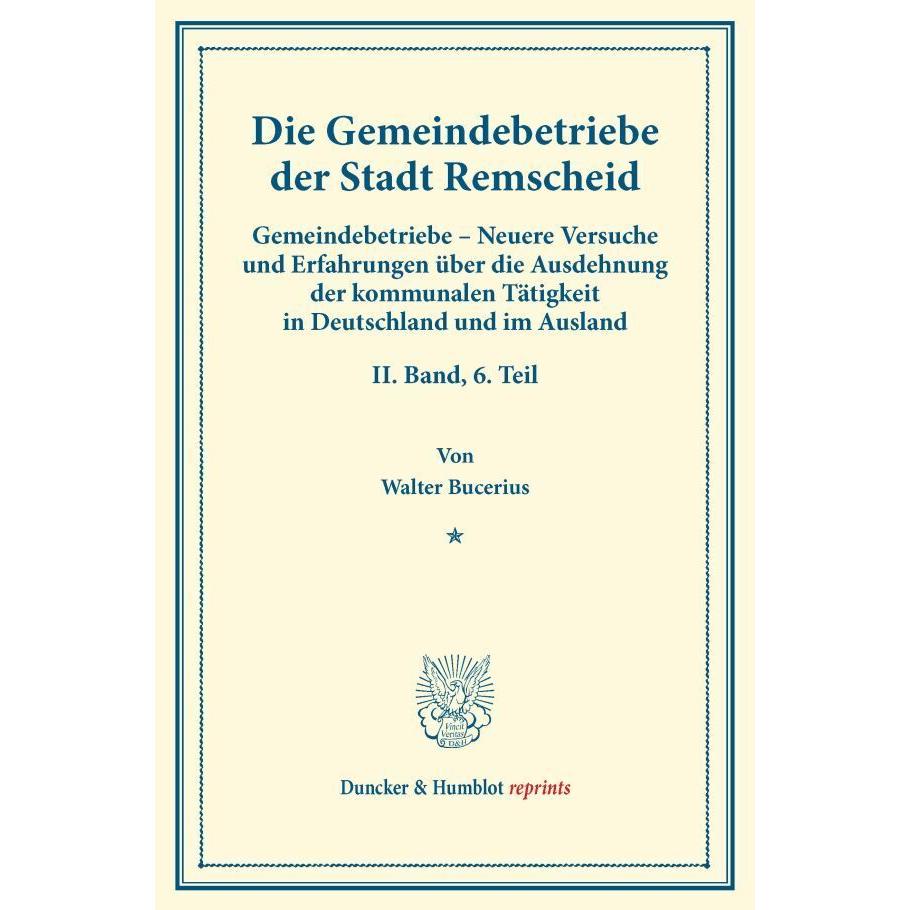 Die Gemeindebetriebe der Stadt Remscheid., Fachbücher