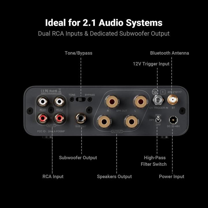 Actual product image Fosi Audio BT20A MAX 32V, 2.1 Kanal Audioverstärker Bluetooth