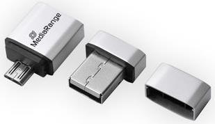 Actual product image MediaRange USB Nano memory stick with Micro USB adapter (32 GB, USB-A, Micro USB-A)