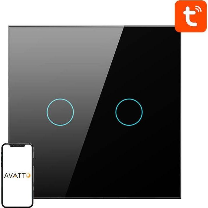 Thumbnail - Avatto, Lichtschalter + Storenschalter, Smart Light Switch ZigBee ZTS02-EU-B2 2 Way TUYA (black)