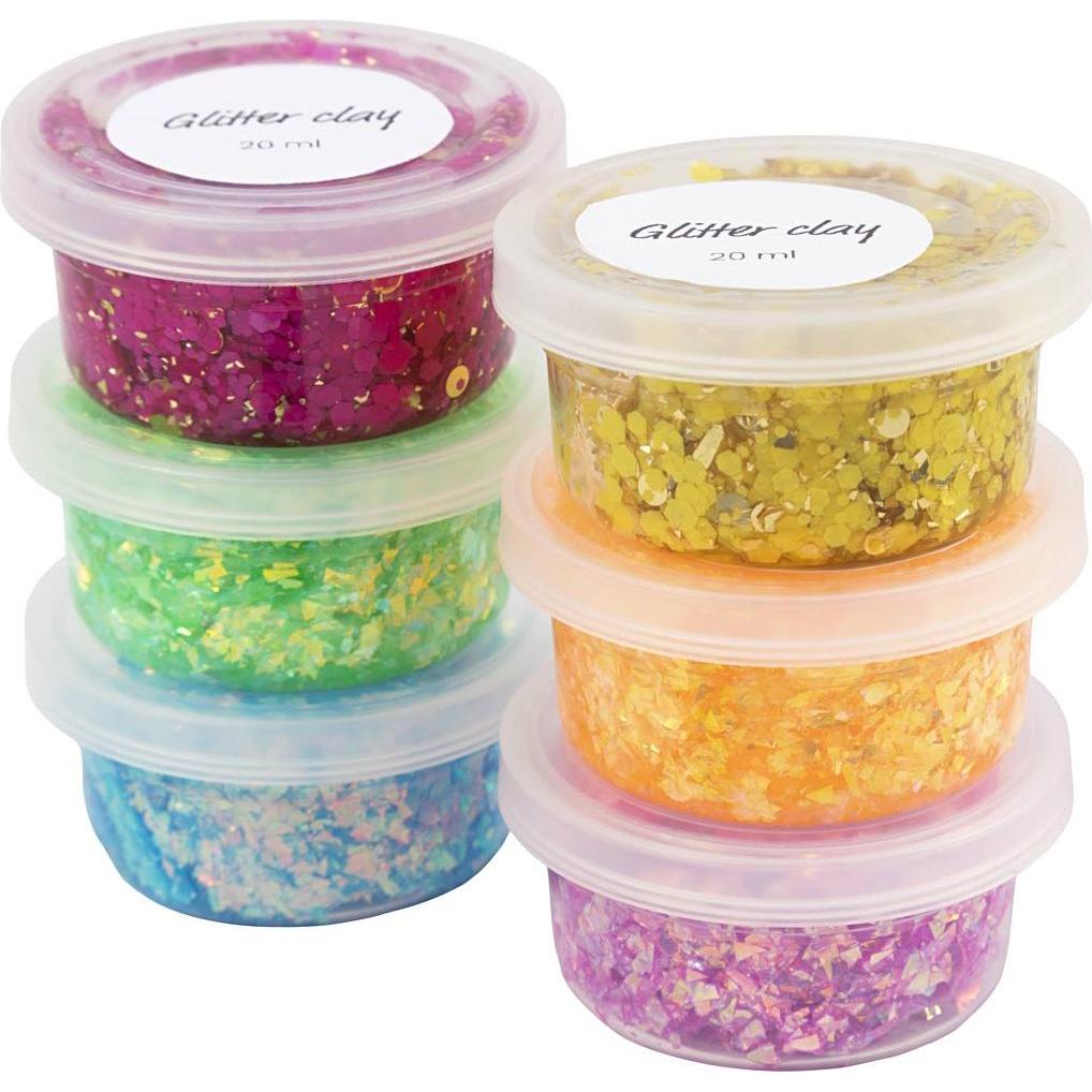 Thumbnail - Creativ Company DIY Kit - Glitter Clay 6 pcs. (78746)