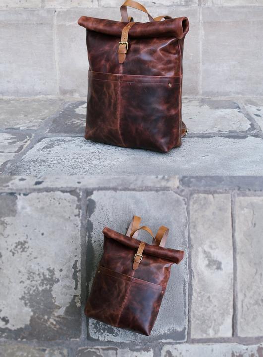 Image du produit Only-Bags.Store Sac à dos en cuir véritable fait main, sac à dos, sac de voyage vintage pour ordinateur portable