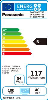 Energie-Label Panasonic Tx-40dxw734 (40", LCD, 4K)