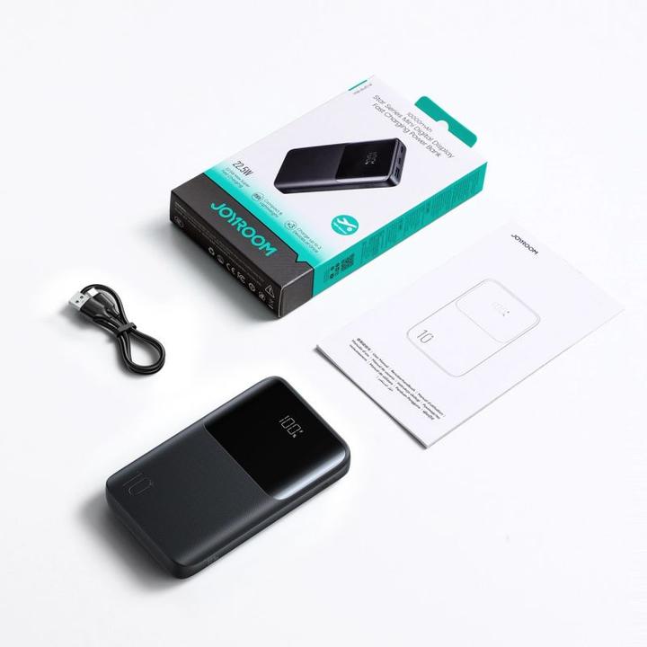 Actual product image Joyroom JR-QP191 Star Series Mini 22.5W Digital Display Fast Charging Power Bank 10000mAh – Black (10000 mAh, 22.50 W, 38.50 Wh)