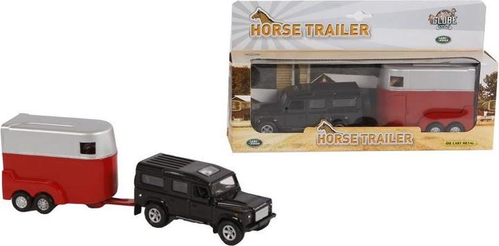 Produktbild Kids Globe Farming Land Rover aus Druckguss mit Pferdeanhänger 1:32