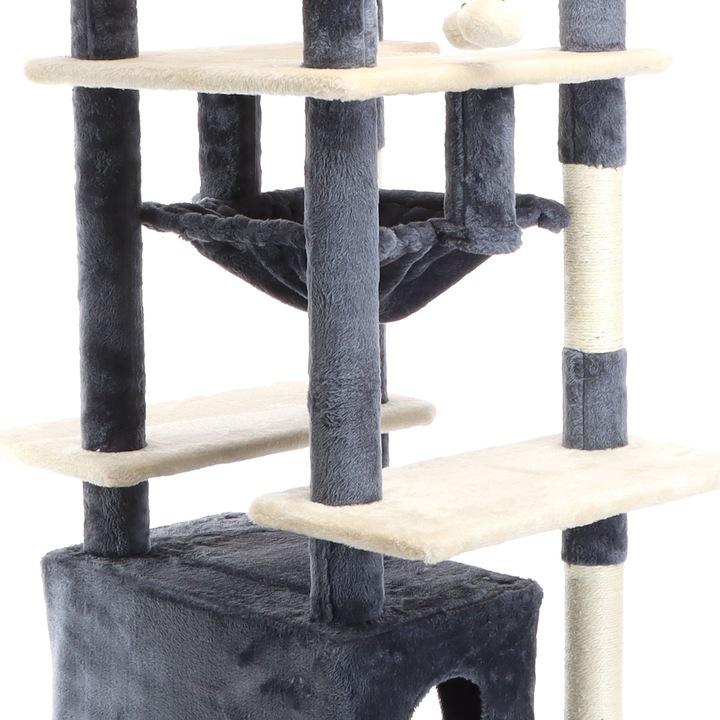 Produktbild Fudajo Kratzbaum Dunkelgrau/Beige 134cm Katzenkratzbaum Katzenbaum Katzenmöbel (133 cm, Dunkelgrau, Beige)