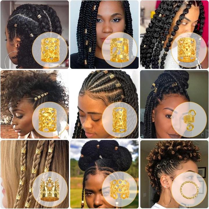 Produktbild Activity Board 220 Stück Goldhaarschmuck für Zöpfe, Loc-Schmuck für Haare Dreadlock Haaranhänger für Frauen