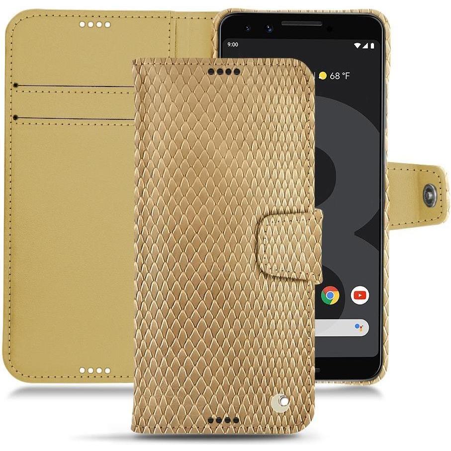 Noreve Lederschutzhülle Wallet (Google Pixel 3), Smartphone Hülle, Beige