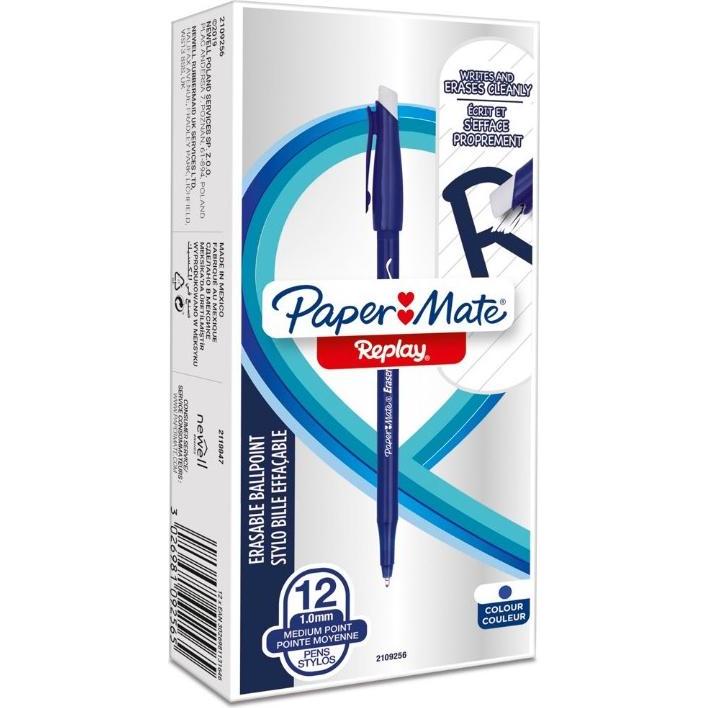 Paper Mate, Schreibstifte, Radierbare Kulli REPLAY 12er Schachtel bl.M (Blau, 12 x)