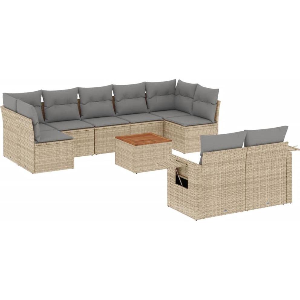 VidaXL, Gartenlounge, 10-tlg. Garten-Lounge-Set mit Kissen