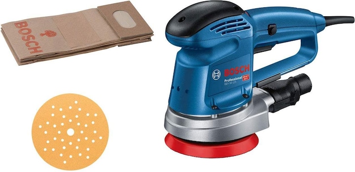 Produktbild Bosch Professional Exzenterschleifer GEX 34-125, Schleifteller, 1 x Pap.staub-btl., 1 x Absaugad. (Exzenterschleifer, 340 W)