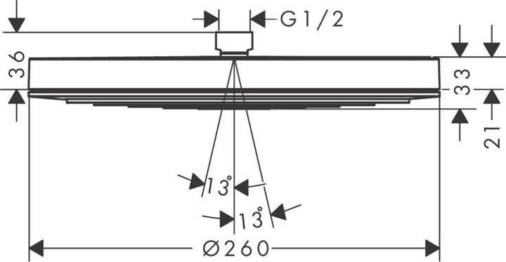Actual product image hansgrohe Pulsify S overhead shower 260 1 spray type (EcoSmart), 24141 (1 Beam types)