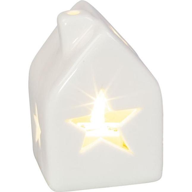 MICA Living, Weihnachtsbeleuchtung, LED-Teelicht - Stern - aus Keramik - ca. 4,5 x 4,5 x 7 cm