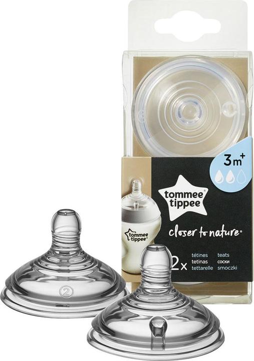 Actual product image Tommee Tippee Easi-Vent Teat Baby Bottle Attachment Round Medium Flow (2 x, from 3 M.)