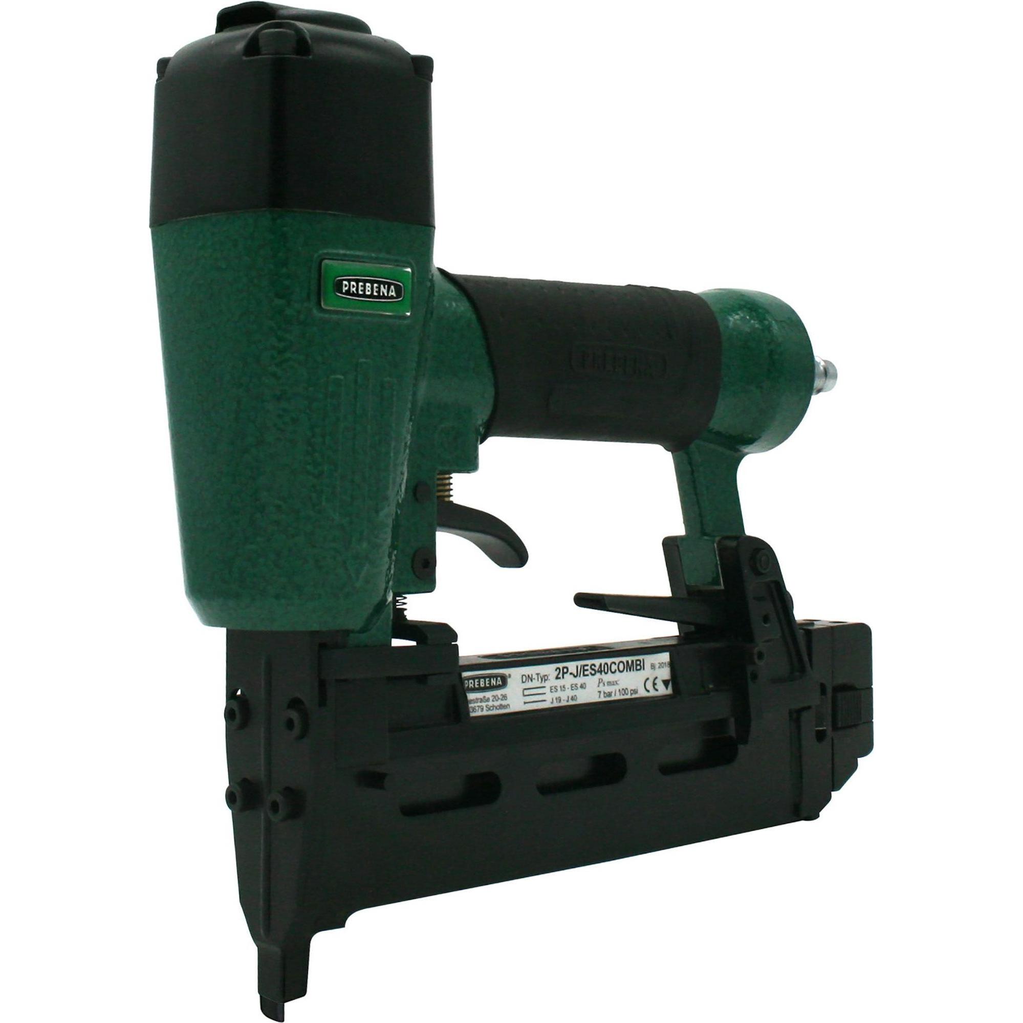 Prebena, Tacker + Nagelpistole, Druckluftnagler 2P-J/ES 40 COMBI 5 bis 7 Bar - im Transportkoffer