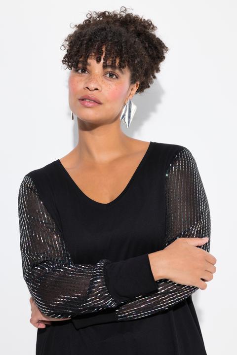 Actual product image Miamoda T-Shirt, A-Linie, Glitzerjersey-Langarm (50)