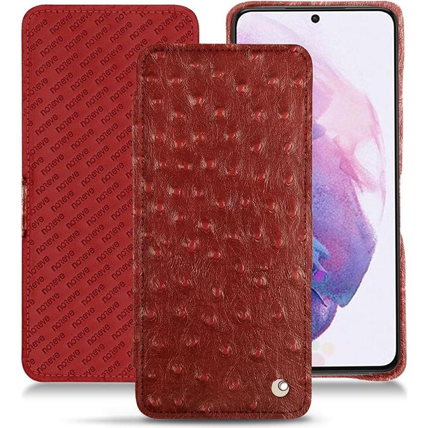 Noreve Lederschutzhülle horizontal (Samsung Galaxy S21), Smartphone Hülle, Rot