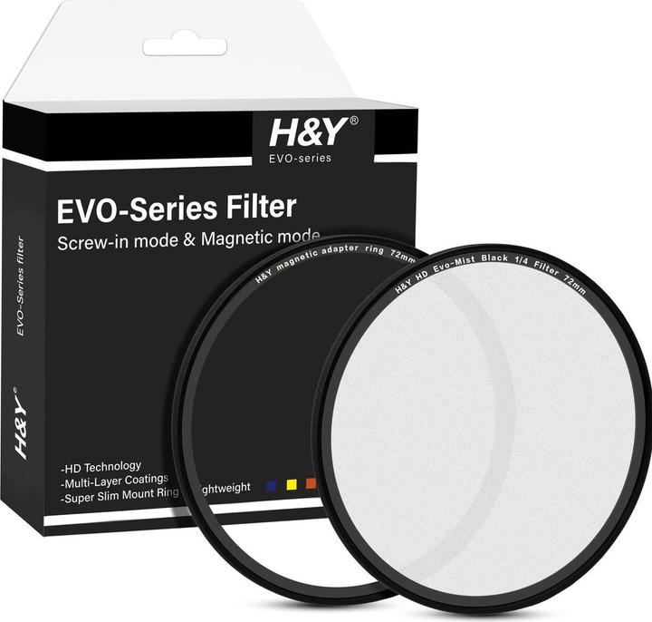 Actual product image H&Y HD EVO Black Mist 1/4 Filter Kit 72mm (72 mm, Black Mist Filter)