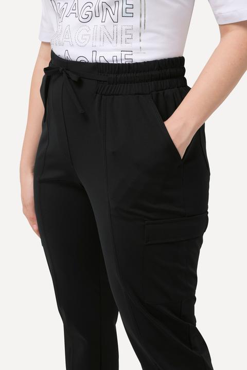 Image du produit Ulla Popken Pantalon cargo, poches, taille élastique et bas de jambe fendu (54)