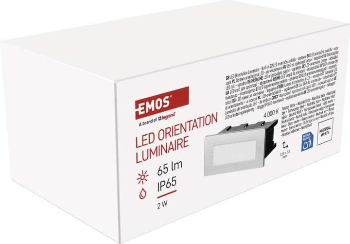 Image du produit Emos Luminaire LED pour escalier - encastré 123×53 1,5W neut.blanc IP65 (65 lm)