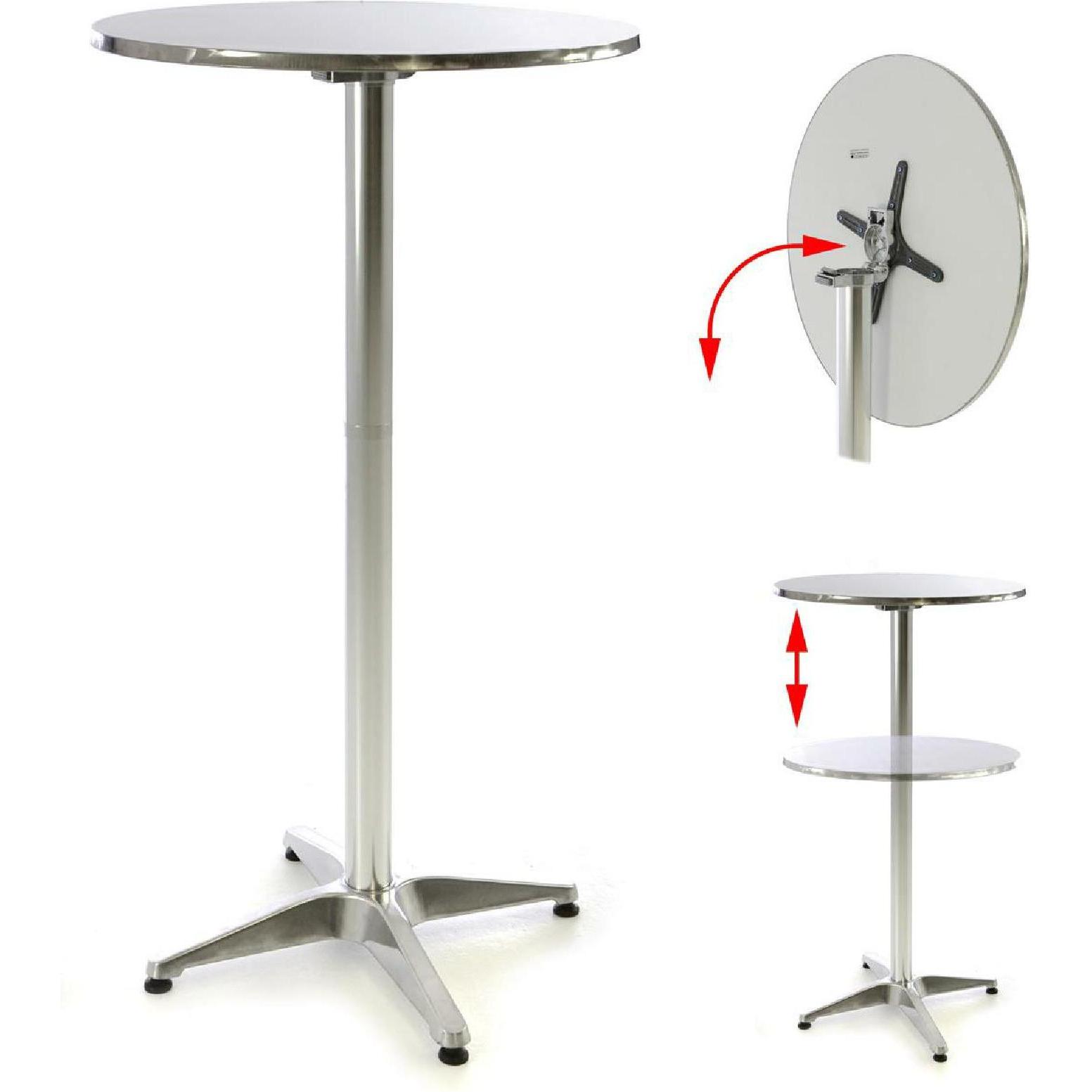 Thumbnail - VCM, Gartentisch + Balkontisch, Stehtisch Bistrotisch klappbar Edelstahl Aluminium Ø60 x H115/75 cm (60 cm)