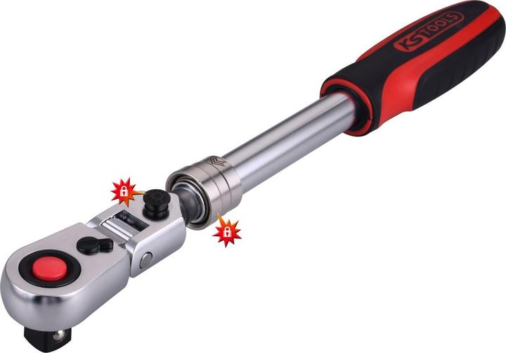 Image du produit KS Tools Cliquet réversible inclinable télescopique 1/4" SlimPOWER, 72 dents, longueur (1/4")