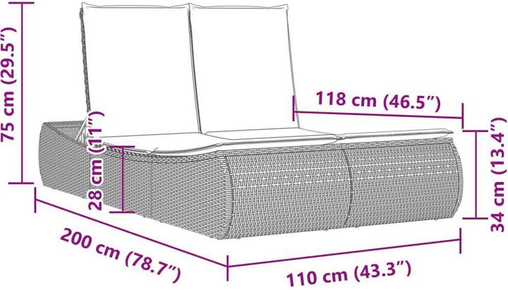 Immagine prodotto vidaXL Doppel-Sonnenliege (200 cm)