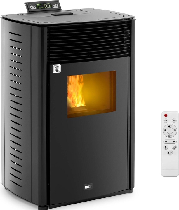 Produktbild MSW Pelletofen Pelletkamin 50 - 150 m³ bis 35 °C / 20 h 13 kW 5 Stufen Timer schwarz (61 x 51 x 99 cm)