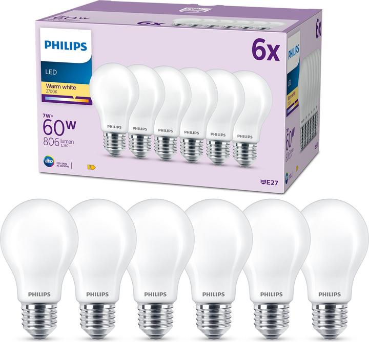 Actual product image Philips Bulbs (E27, 7 W, 806 lm, 6 x, E)