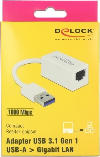 Immagine prodotto Delock Adattatore da USB3.1-A a LAN, compatto (USB 3.1, RJ45 (1x))