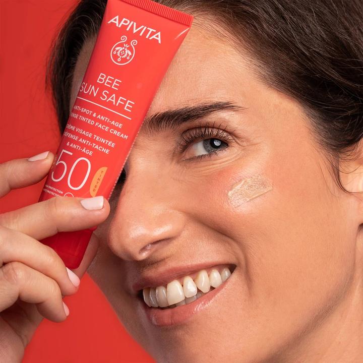 Actual product image Apivita BEE Sun Safe Anti-Spot and Anti-Ageing Cream SPF50 with Color 50 ml (Sun cream face, SPF 50, 50 ml)