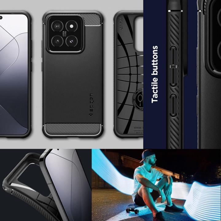 Actual product image Spigen Rugged Armor Xiaomi 14 czarny/matte black ACS07422 (Xiaomi 14)