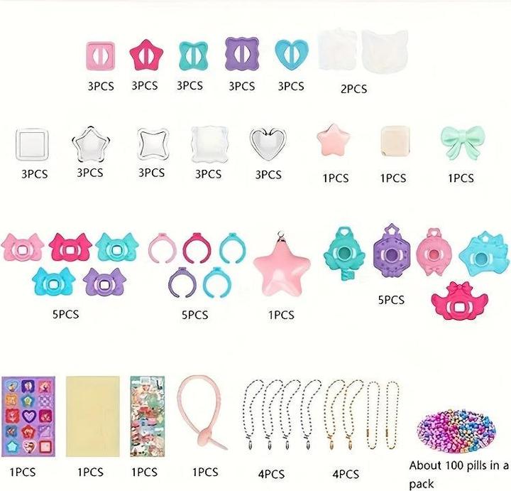 Produktbild Activity Board 72Pcs DIY Schmuck Ring Sticker Magic Set, Handmade DIY Handmade Ring Armband Anhänger Keychain