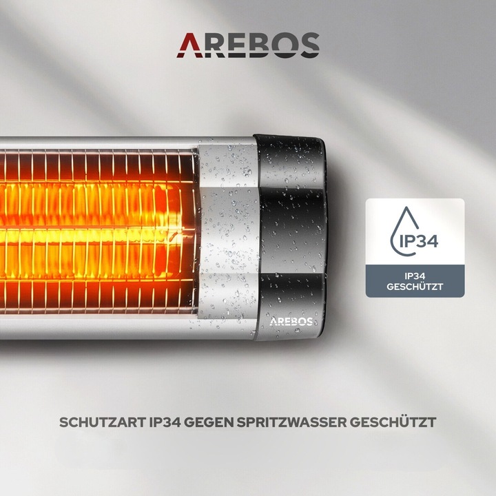 Immagine prodotto Arebos Riscaldatore radiante a infrarossi 2500W - Argento (2500 W)