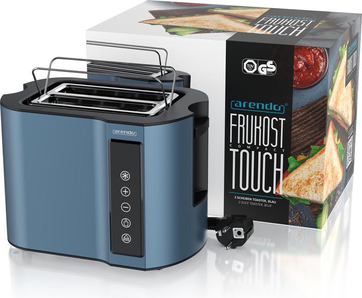 Produktbild Arendo Toaster Edelstahl 2 Scheiben Kurzschlitz, Display mit Restzeitanzeige, Brötchenaufsatz, Touchpanel
