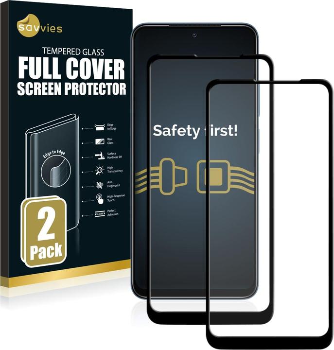 Produktbild Savvies Full-Screen Displayschutz Panzerglas Schutzglas (2 Stück, Xiaomi Redmi Note 11)