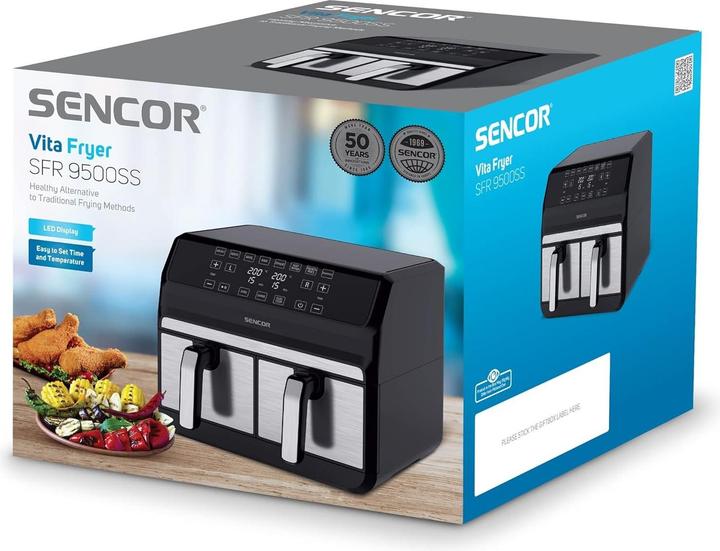 Image du produit Sencor Friteuse à air double, technologie de circulation rapide, commande tactile, prête en 3 minutes
