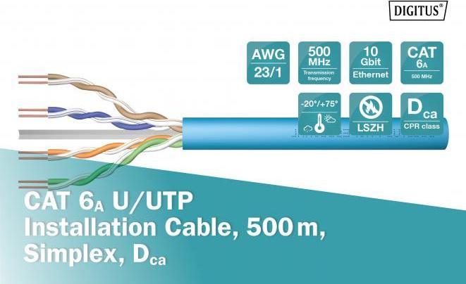 Image du produit Digitus Cat.6A U/UTP installation cable, 500 m, simplex, Dca (U/UTP, CAT6a, 500 m)